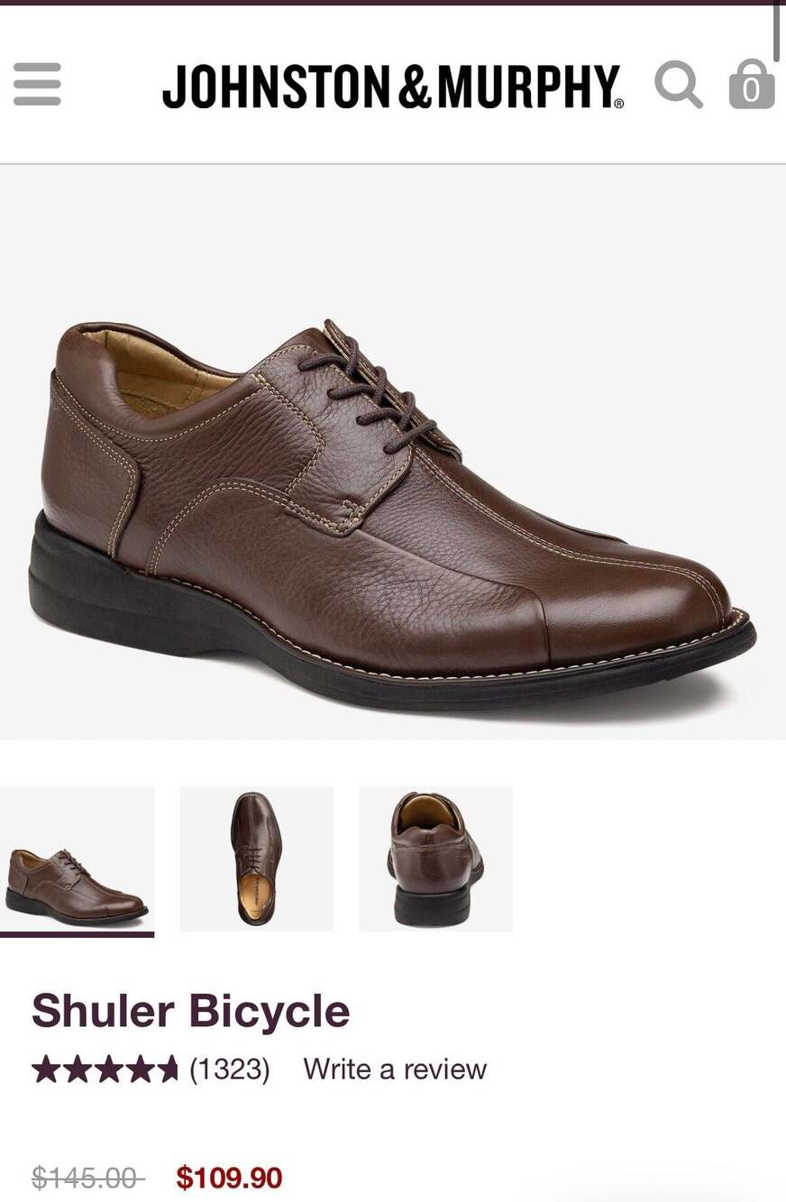 Johnston & Murphy Shuler 2.0 Bicycle Oxford in Brown Men's 11.5 M
